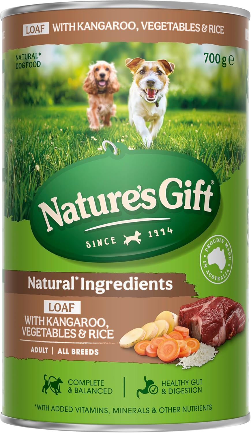 Nature's Gift Adult Wet Dog Food Loaf with Kangaroo & Rice 12x700g [x2]