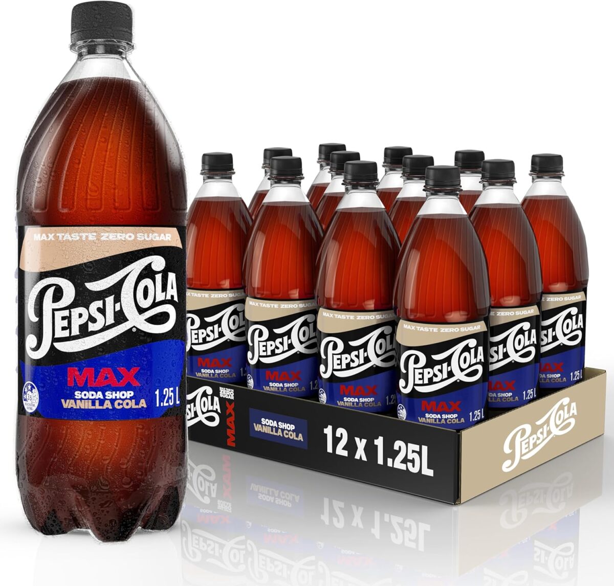 Pepsi Max Vanilla Zero Sugar Cola 12 x 1.25L [x3]