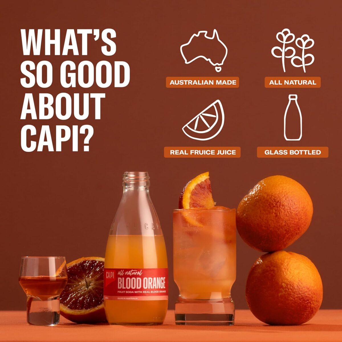 CAPI Fruit Blood Orange Soda 250ml x 24 [x2]