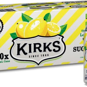 Kirks Sugar Free Lemon Squash Soft Drink Cans 10 x 375mL [x7]