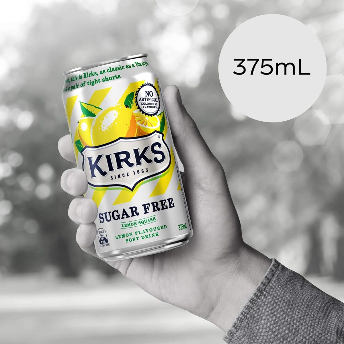 Kirks Sugar Free Lemon Squash Soft Drink Cans 10 x 375mL [x7]
