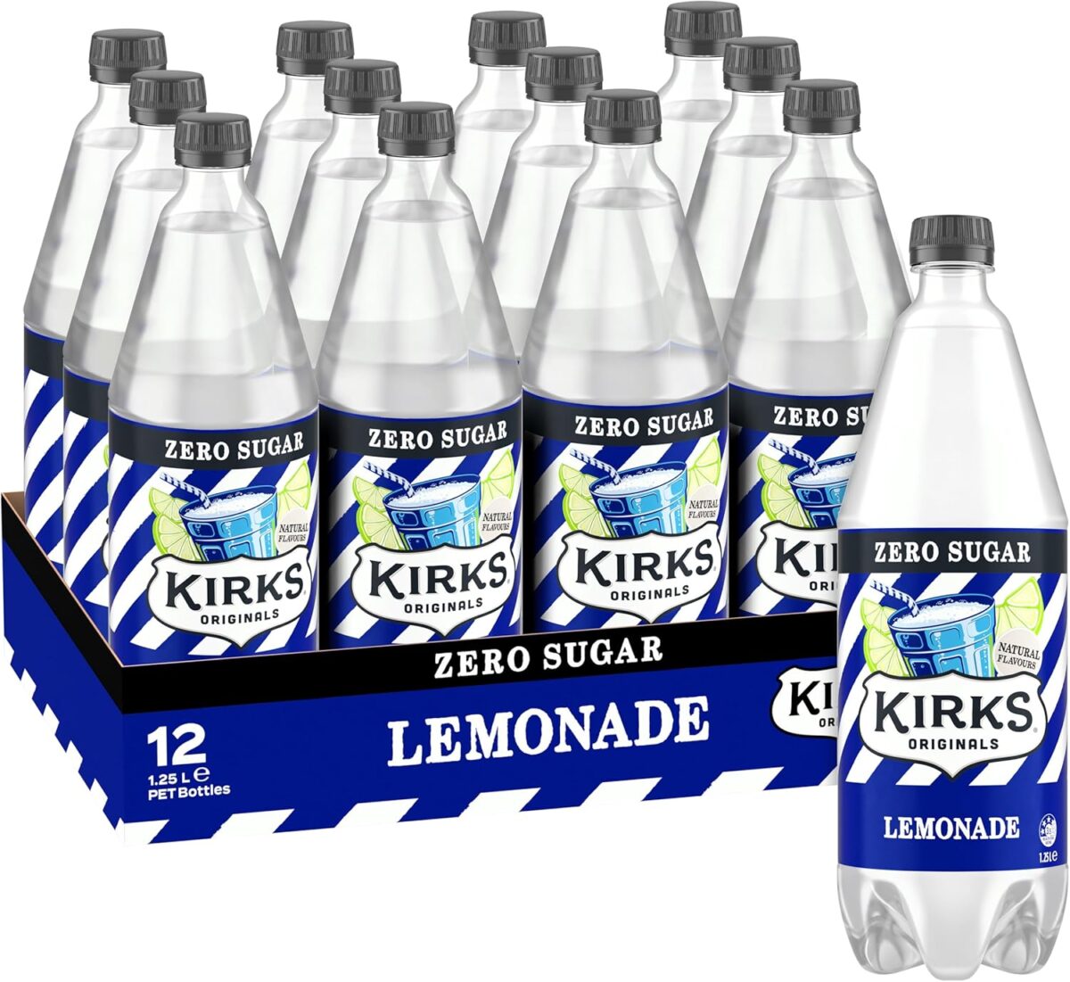 Kirks Sugar Free Lemonade 12 x 1.25L [x3]