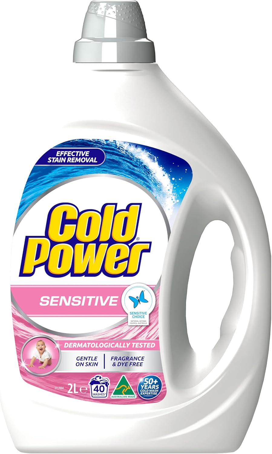 Cold Power Sensitive Pure Clean Washing Liquid Laundry Detergent 2 Litre [x5]