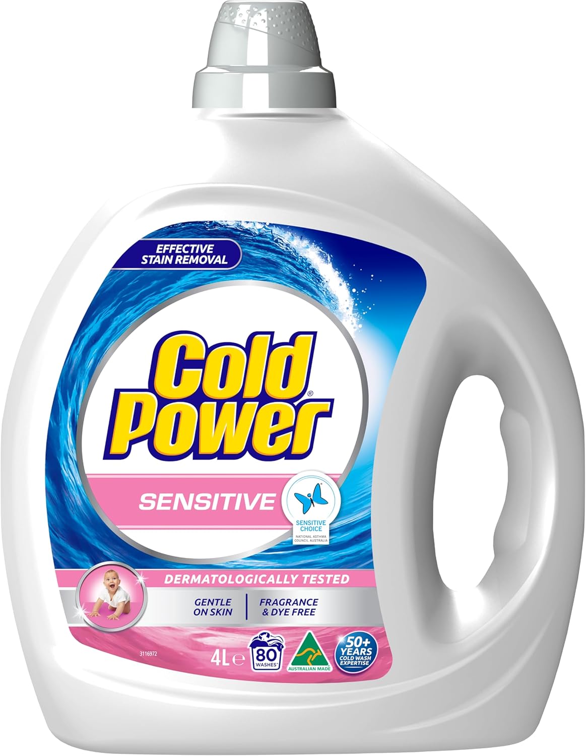 Cold Power Sensitive Pure Clean Washing Liquid Laundry Detergent 2 Litre [x5]