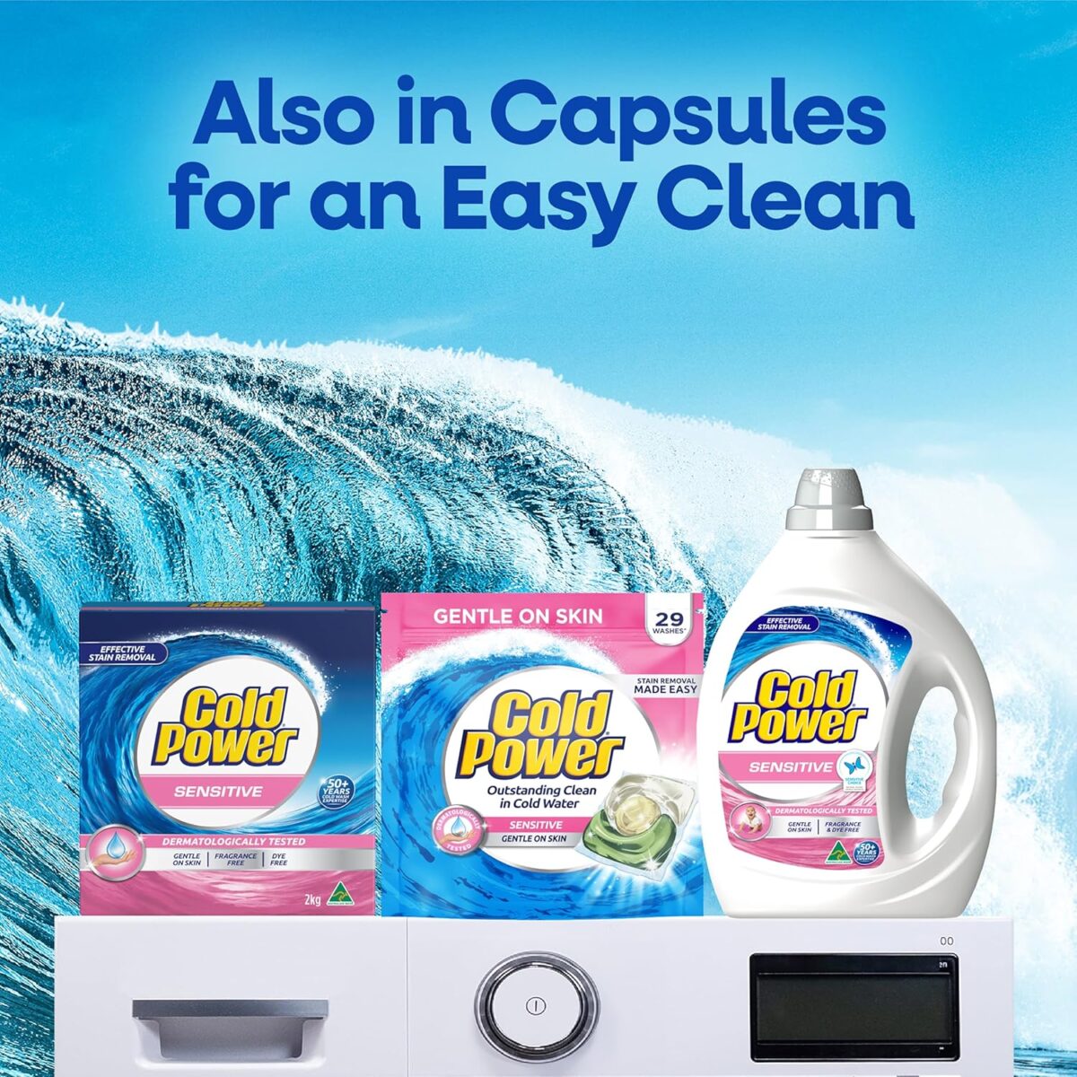 Cold Power Sensitive Pure Clean Washing Liquid Laundry Detergent 2 Litre [x5]