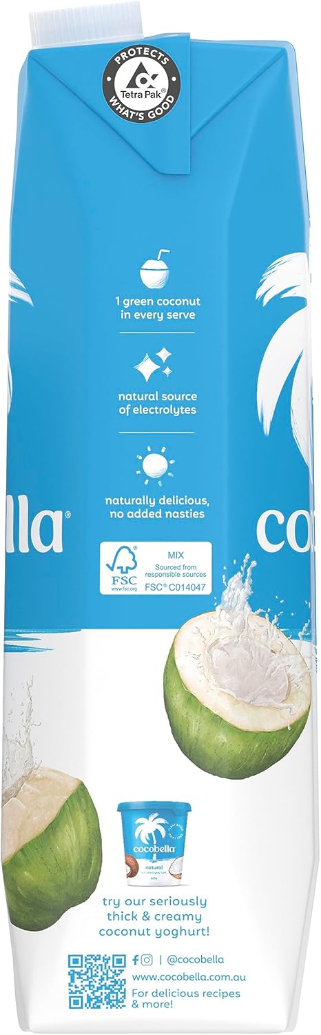 Cocobella Coconut Water Straight Up 6 X 1L [x4]