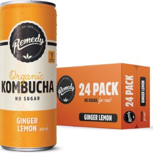 Remedy Kombucha Ginger Lemon 250mL Cans 24 Pack [x2]