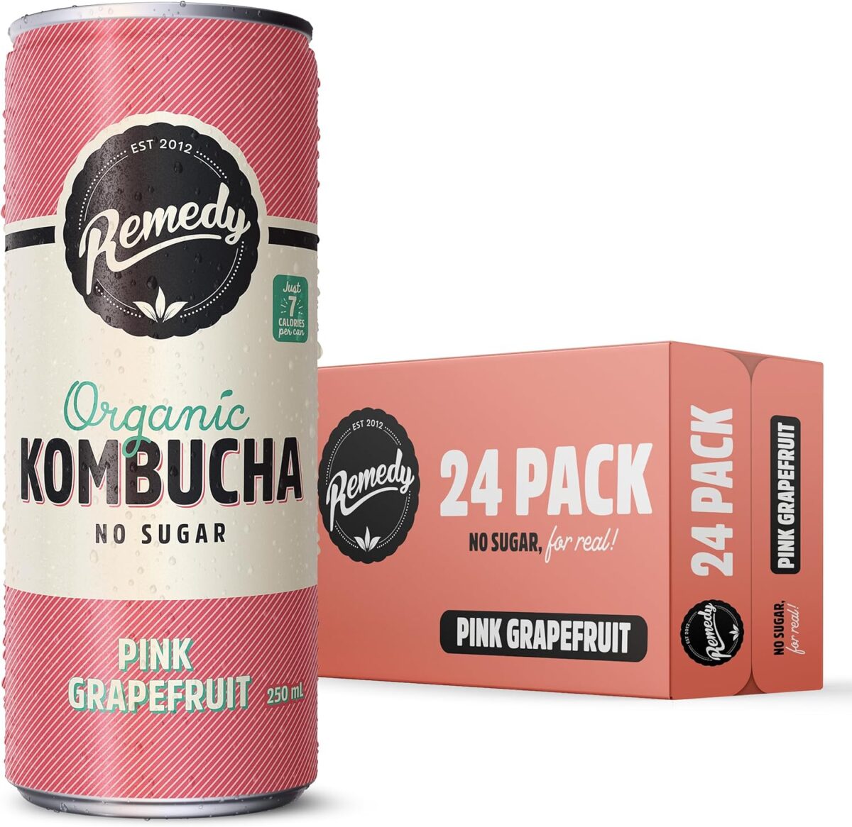 Remedy Kombucha Ginger Lemon 250mL Cans 24 Pack [x2]