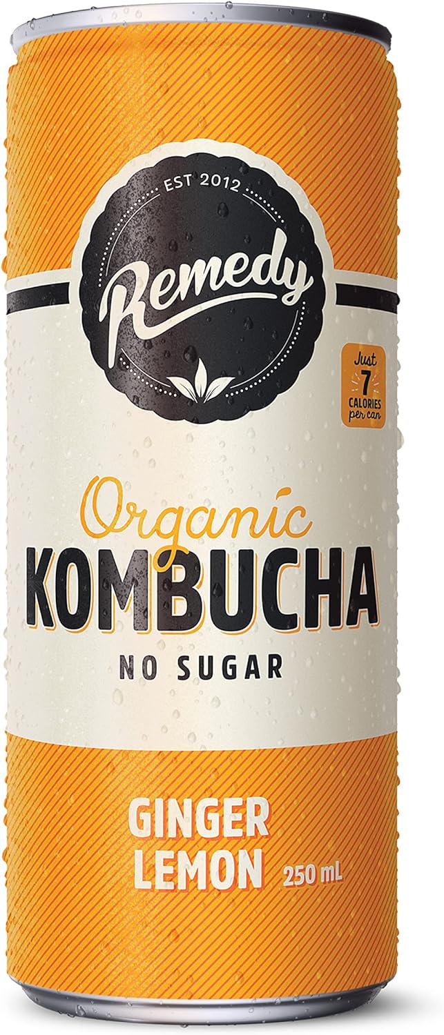 Remedy Kombucha Ginger Lemon 250mL Cans 24 Pack [x2]