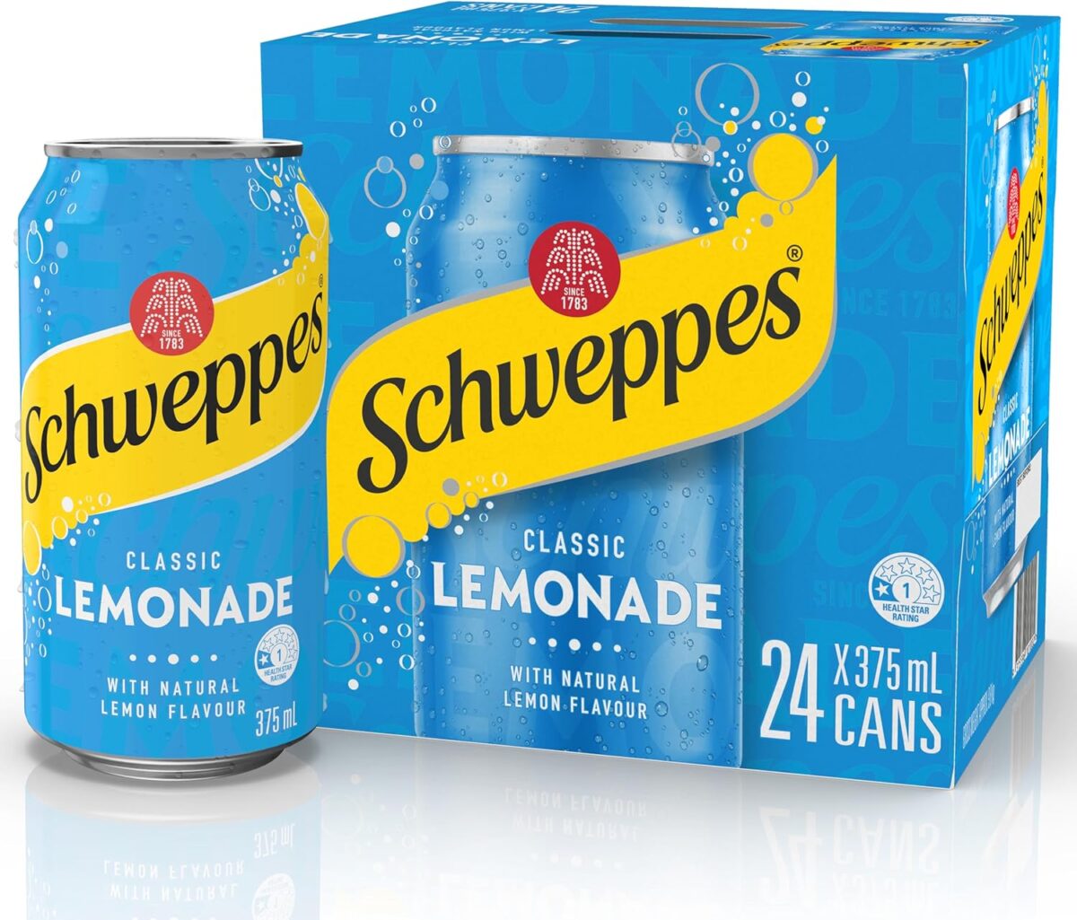 Schweppes Lemonade Soft Drink Can Pack of 24 [x2]