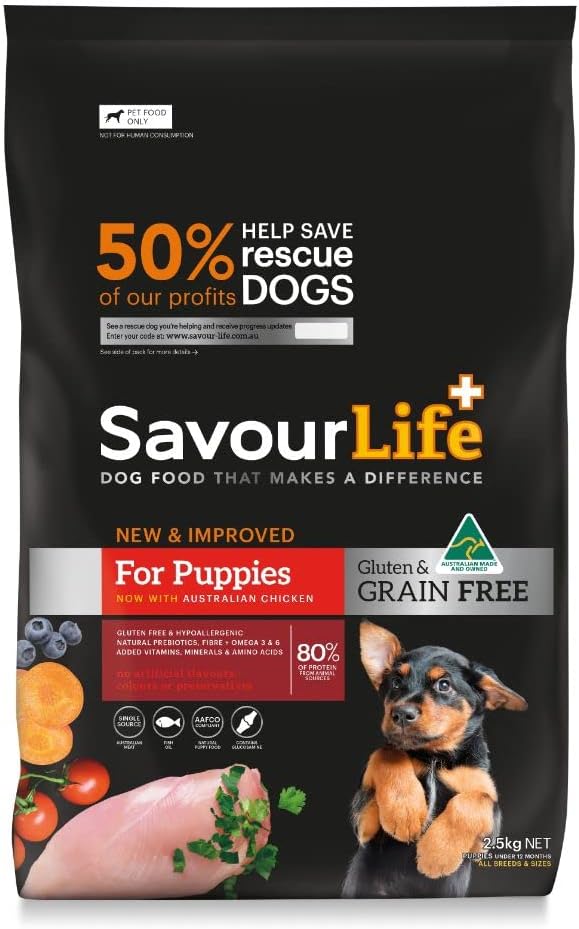 SavourLife Grain Free, Puppy Food, Australian Chicken - High Protein, 2.5kg [x2]