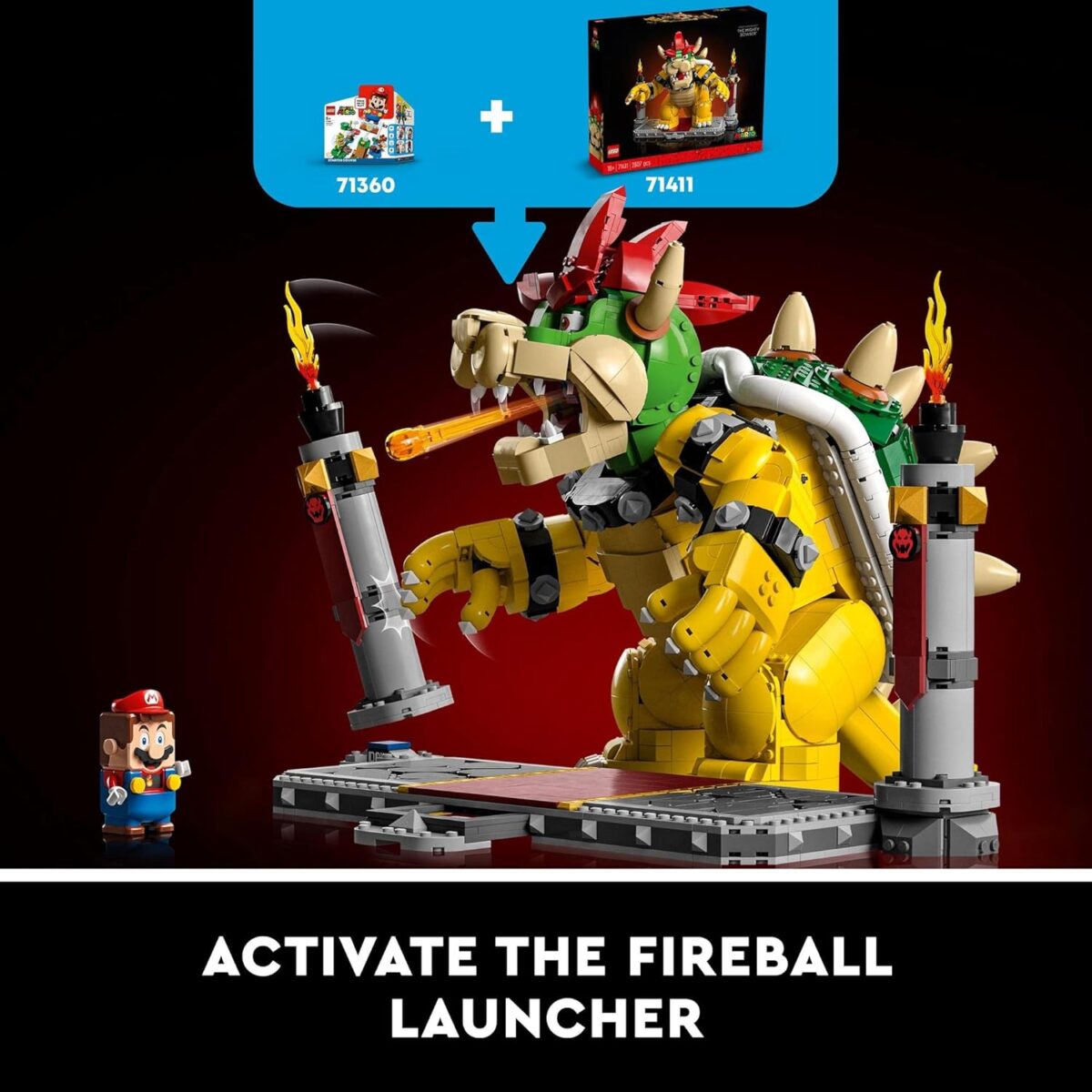 LEGO® Super Mario™ The Mighty Bowser™ 71411 Building Kit;Treat for Adult Fans;Features Button-Activated Head-and-Neck Movement and a Fireball Launcher,Plus a Battle Platform for Display LEGO® Super Mario™ The Mighty Bowser™ 71411 Building Kit;Treat for Adult Fans;Features Button-Activated Head-and-Neck Movement and a Fireball Launcher,Plus a Battle Platform for Display
