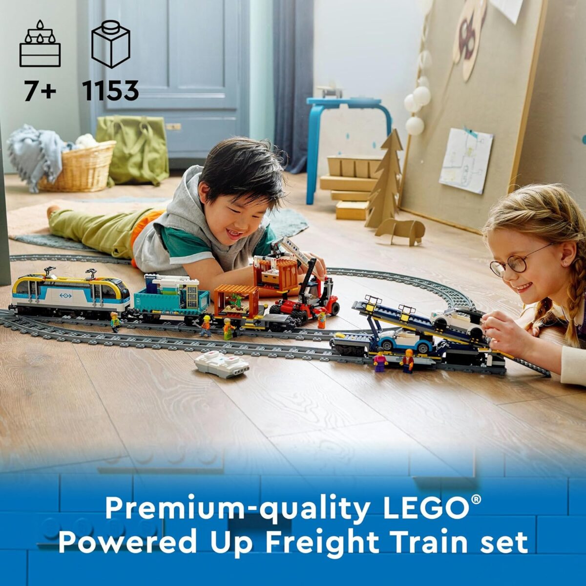 LEGO® City Freight Train Building Kit (1153 pcs) Powered Up Remote or App Controlled Toy Train Set with 33 Track Pieces, Locomotive, Flatcar, Open Wagon, for Kids Ages 7+ & Train Enthusiasts 60336 LEGO® City Freight Train Building Kit (1153 pcs) Powered Up Remote or App Controlled Toy Train Set with 33 Track Pieces, Locomotive, Flatcar, Open Wagon, for Kids Ages 7+ & Train Enthusiasts 60336