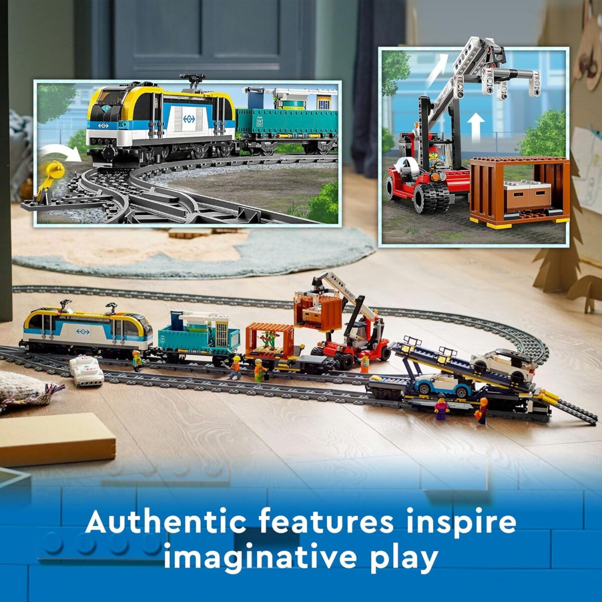 LEGO® City Freight Train Building Kit (1153 pcs) Powered Up Remote or App Controlled Toy Train Set with 33 Track Pieces, Locomotive, Flatcar, Open Wagon, for Kids Ages 7+ & Train Enthusiasts 60336 LEGO® City Freight Train Building Kit (1153 pcs) Powered Up Remote or App Controlled Toy Train Set with 33 Track Pieces, Locomotive, Flatcar, Open Wagon, for Kids Ages 7+ & Train Enthusiasts 60336