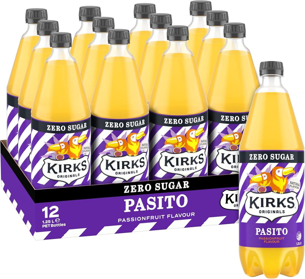 Kirks Pasito Zero Sugar Soft Drink 12 x 1.25L [x3]