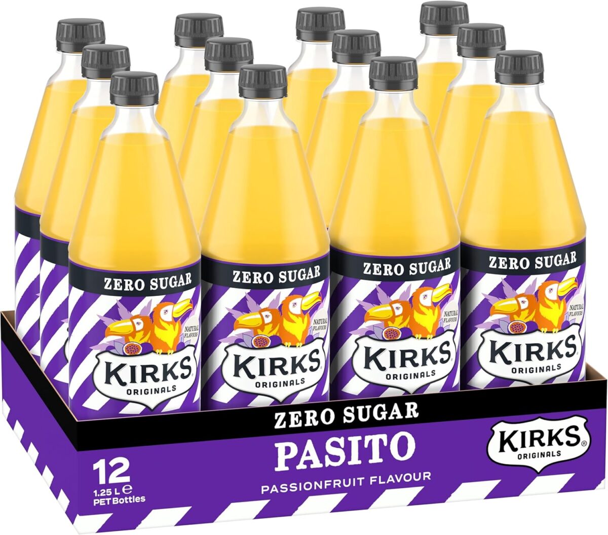 Kirks Pasito Zero Sugar Soft Drink 12 x 1.25L [x3]
