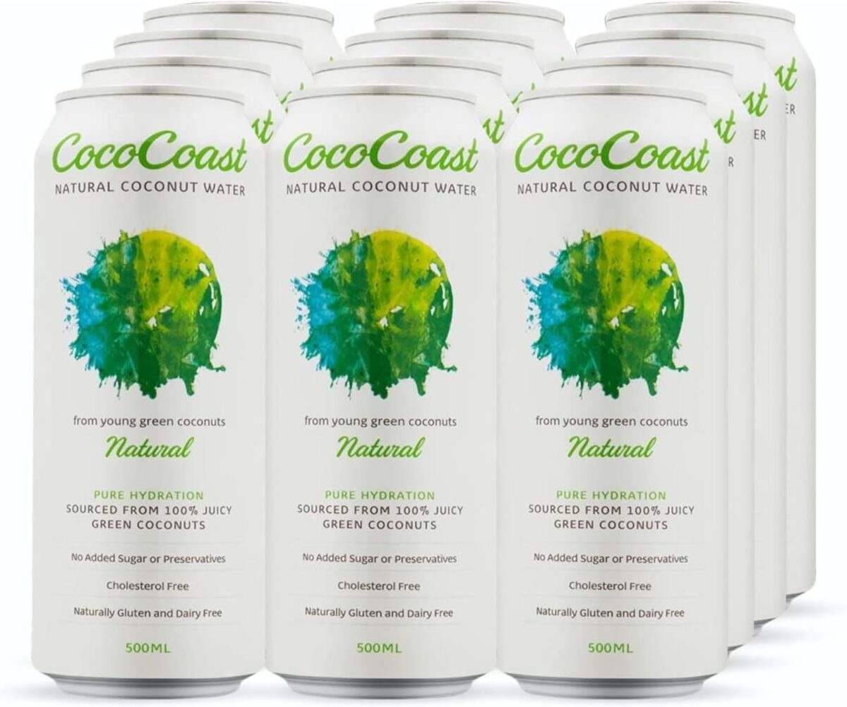 CocoCoast Natural Coconut Water 12 Pack of 500 ml [x3]