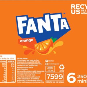 Fanta Orange Soft Drink Mini Cans 6 x 250mL [x10]