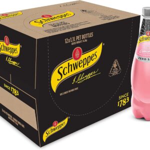Schweppes Traditionals Zero Sugar Pink Lemonade 1.1 litre Pack of 12 [x3]