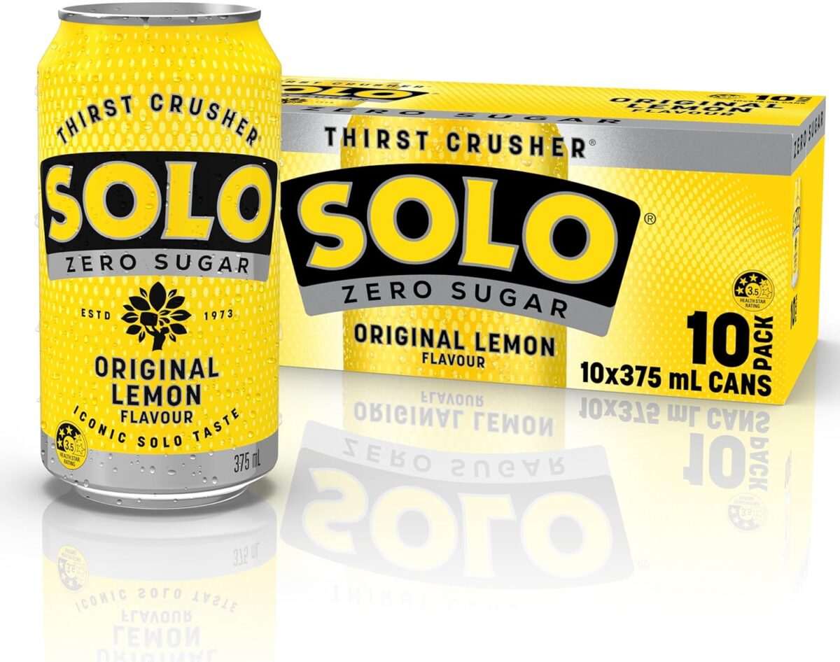 Solo Zero Sugar Soft Drink Can, 10 x 375ml [x6]