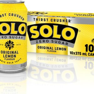 Solo Zero Sugar Soft Drink Can, 10 x 375ml [x6]