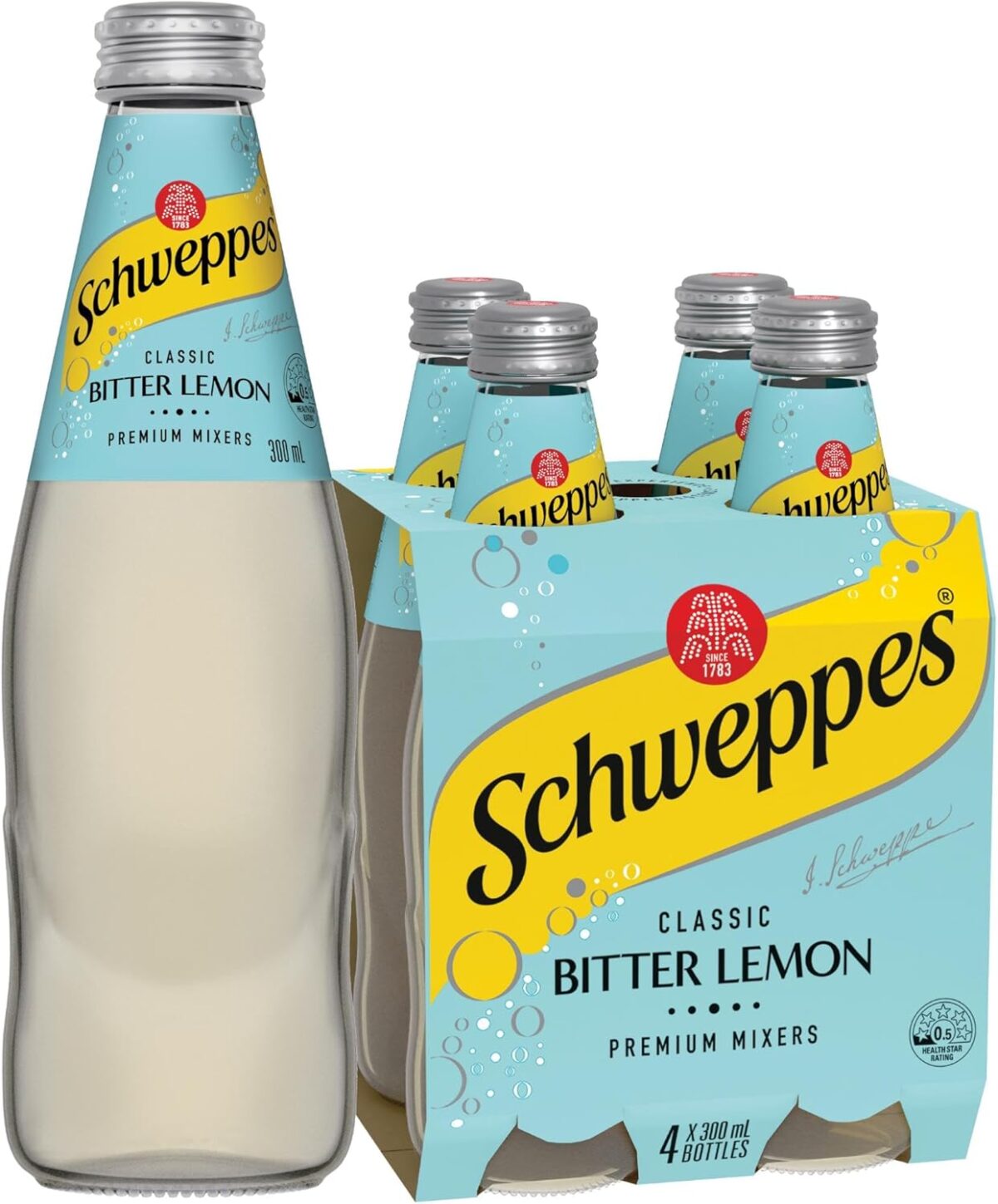 Schweppes Lemon Bitter Mixer Drink, 4 x 300 ml Pack of 6 [x2]