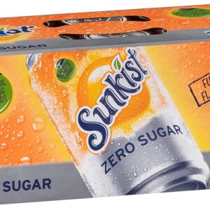 Sunkist Zero Sugar Soft Drink Can 375 ml Pack of 10 [x6]