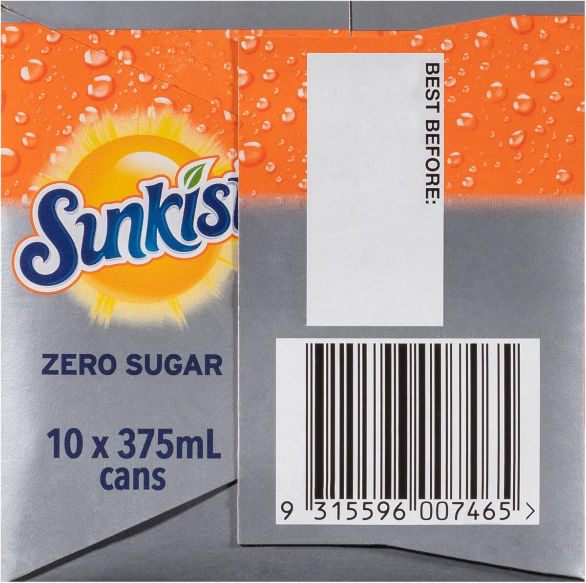 Sunkist Zero Sugar Soft Drink Can 375 ml Pack of 10 [x6]