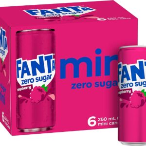 Fanta Raspberry Zero Sugar Soft Drink 6 x 250mL [x10]