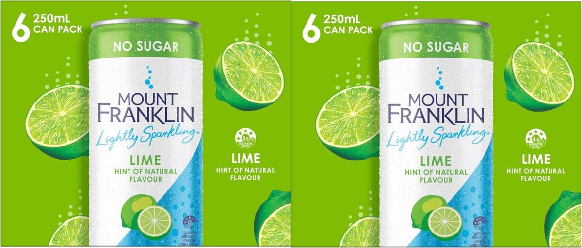 Mount Franklin Lightly Sparkling Water Lime Multipack Mini Cans 24 x 250mL [x2]
