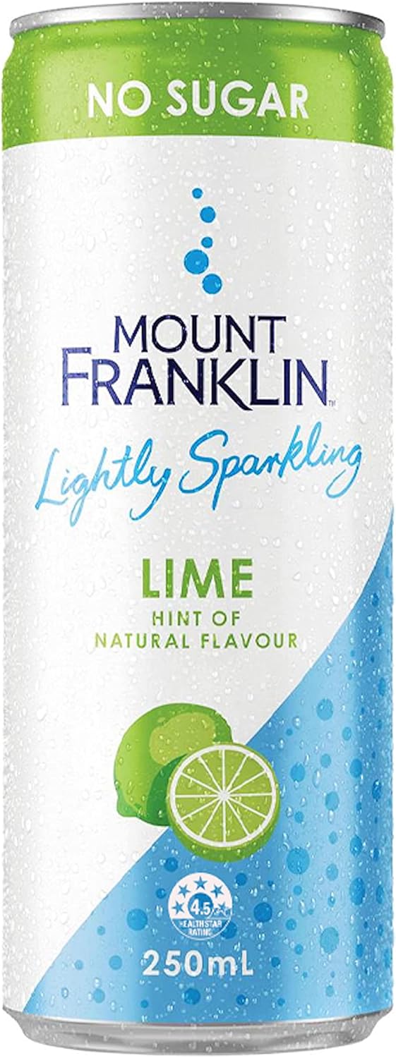 Mount Franklin Lightly Sparkling Water Lime Multipack Mini Cans 24 x 250mL [x2]