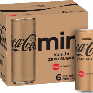Coca-Cola Zero Sugar Vanilla Soft Drink 6 x 250mL Mini Cans [x10]