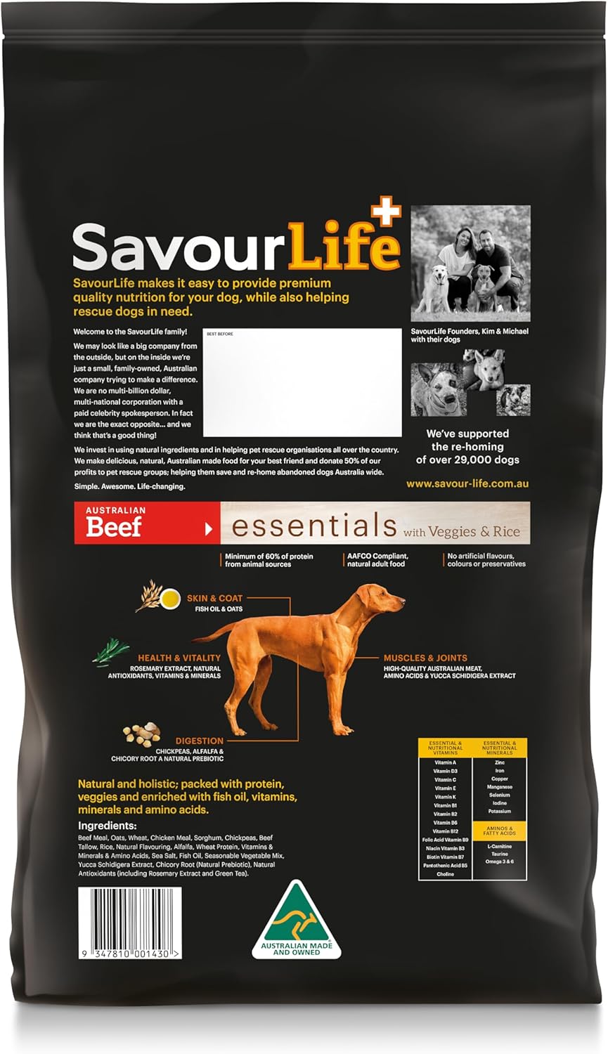 B0BSBCK2R4_img_2 SavourLife Essentials Dog Food, Australian Beef Veggies & Rice, 15kg