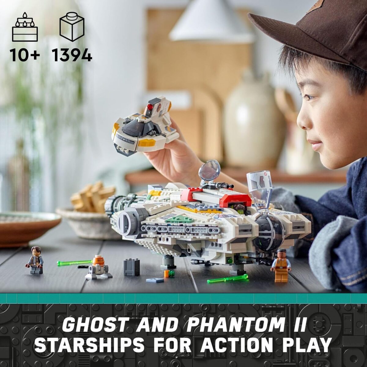 LEGO Star Wars Ghost & Phantom II Building Toy,2 Buildable Star Ship Kids Toys for 10 Plus Year Boys, Girls and Ahsoka Fans, 5 Minifigures Including Jacen Syndulla and a Chopper Droid Figure 75357
