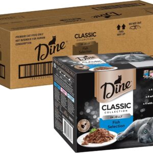 Dine Classic Collection Wet Cat Food Fish Selection in Jelly 85g Pouch, 60 Pack