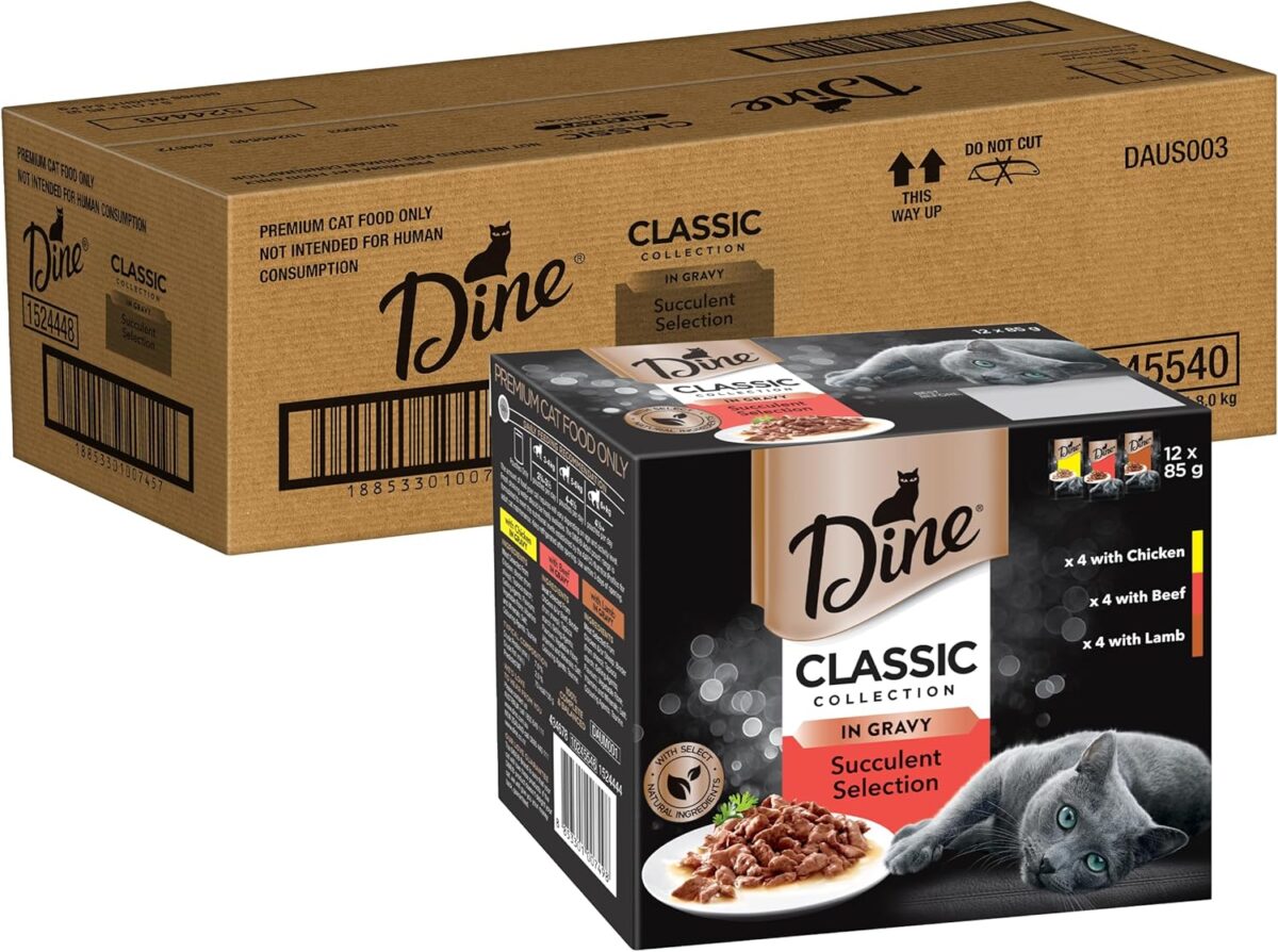 Dine Classic Collection Wet Cat Food Fish Selection in Jelly 85g Pouch, 60 Pack