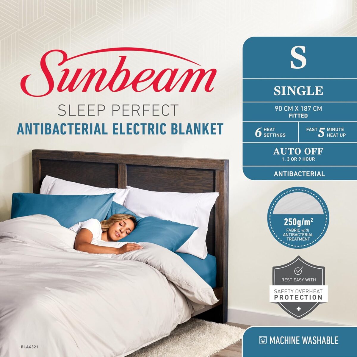 Sunbeam Sleep Perfect Antibacterial Electric Blanket Single Sunbeam Sleep Perfect Antibacterial Electric Blanket Single