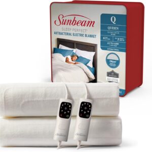 Sunbeam Sleep Perfect Antibacterial Electric Blanket Queen, Dual Controls