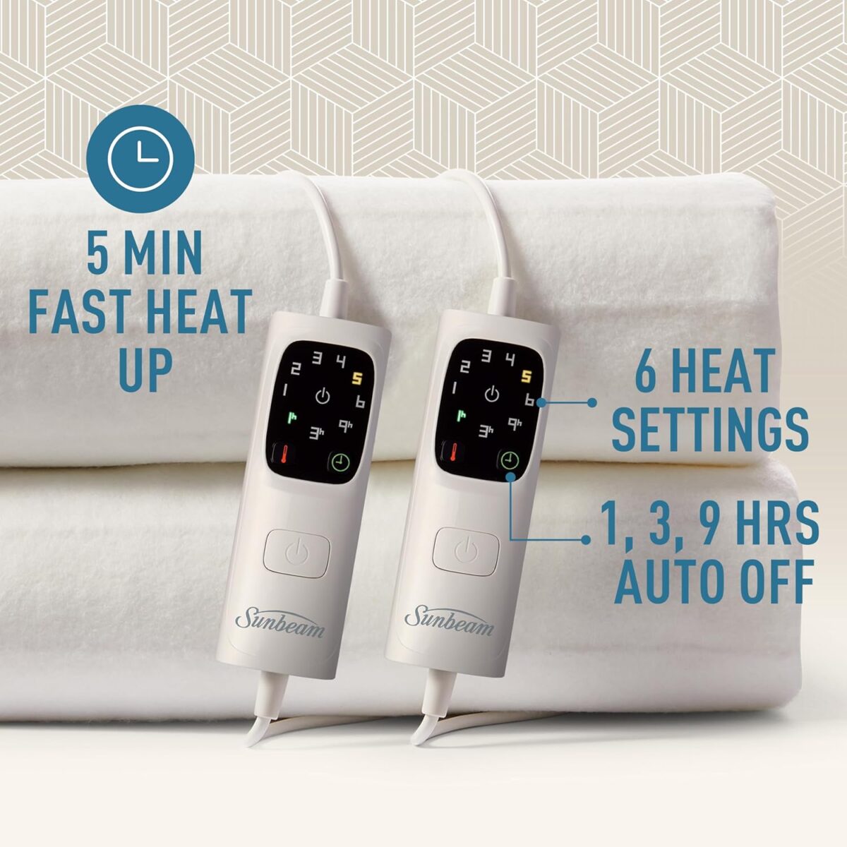 Sunbeam Sleep Perfect Antibacterial Electric Blanket Queen, Dual Controls Sunbeam Sleep Perfect Antibacterial Electric Blanket Queen, Dual Controls