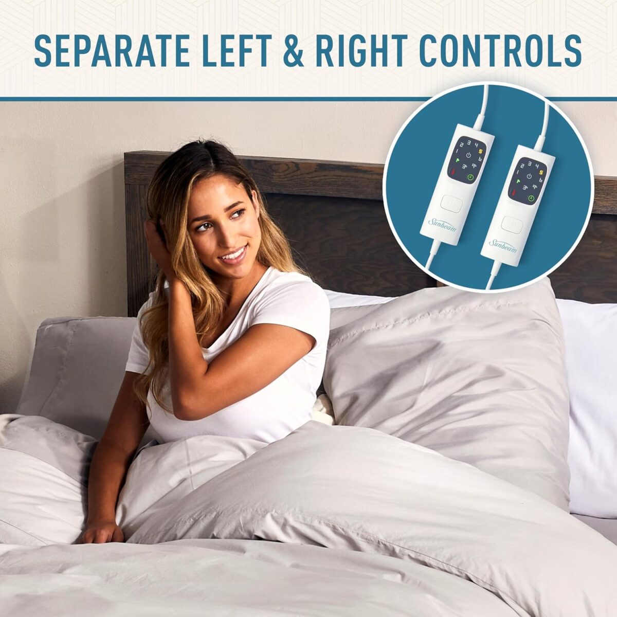 Sunbeam Sleep Perfect Antibacterial Electric Blanket Queen, Dual Controls Sunbeam Sleep Perfect Antibacterial Electric Blanket Queen, Dual Controls