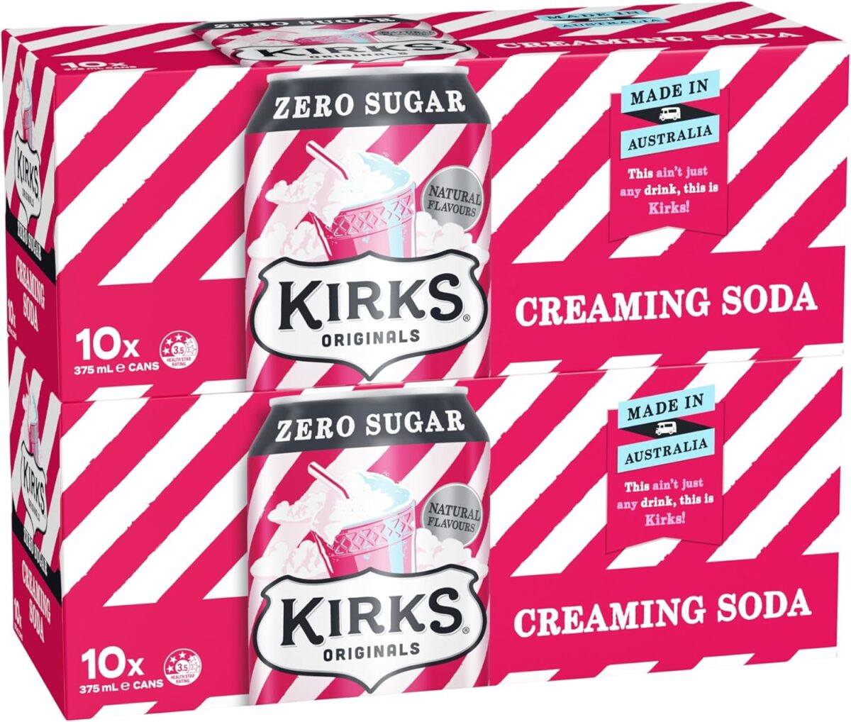 Kirks Creaming Soda Sugar Free Soft Drink 20 x 375mL Cans [x4]