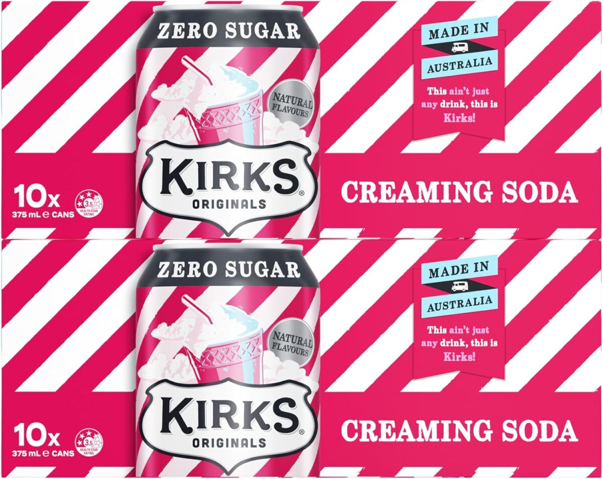 Kirks Creaming Soda Sugar Free Soft Drink 20 x 375mL Cans [x4]