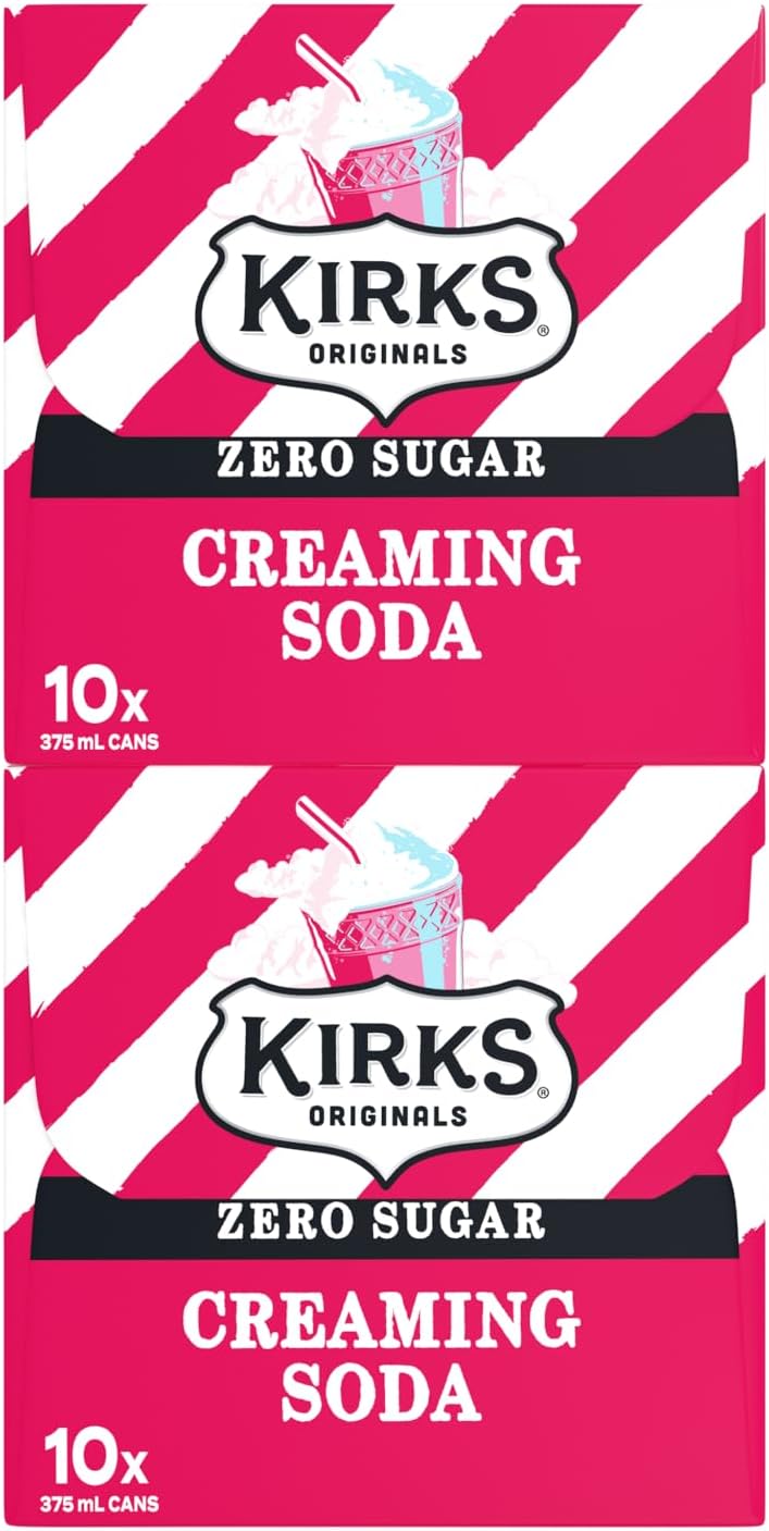 Kirks Creaming Soda Sugar Free Soft Drink 20 x 375mL Cans [x4]