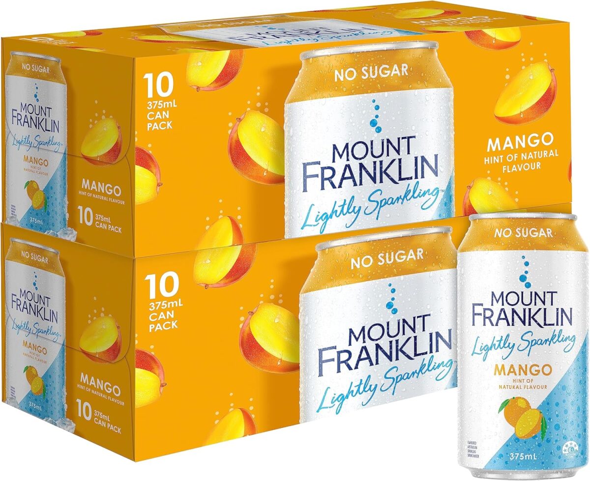 Mount Franklin Lightly Sparkling Water Raspberry Multipack Cans 20 x 375 mL [x3]