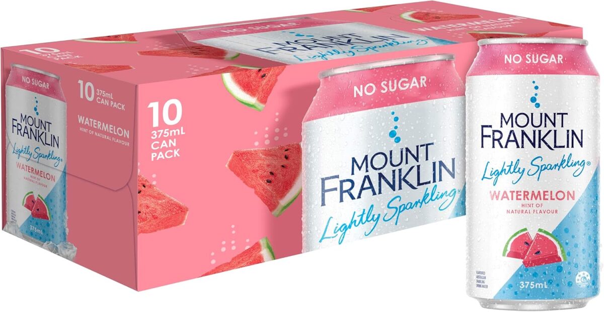 Mount Franklin Lightly Sparkling Water Raspberry Multipack Cans 20 x 375 mL [x3]