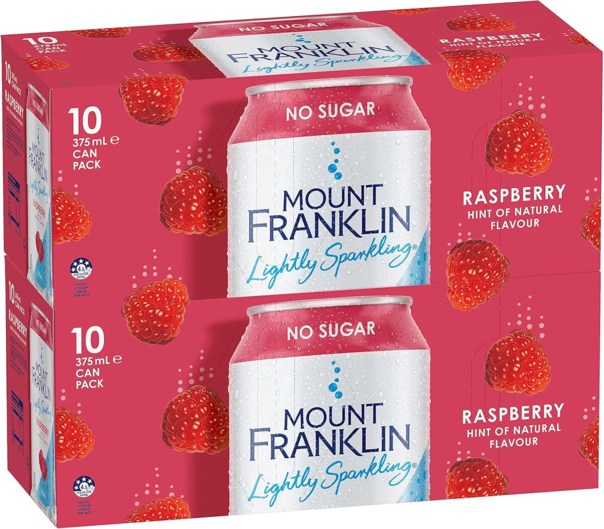Mount Franklin Lightly Sparkling Water Raspberry Multipack Cans 20 x 375 mL [x3]