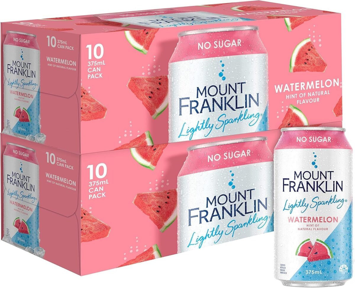 Mount Franklin Lightly Sparkling Water Raspberry Multipack Cans 20 x 375 mL [x3]