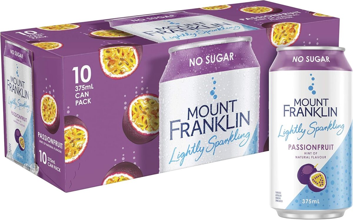 Mount Franklin Lightly Sparkling Water Raspberry Multipack Cans 20 x 375 mL [x3]