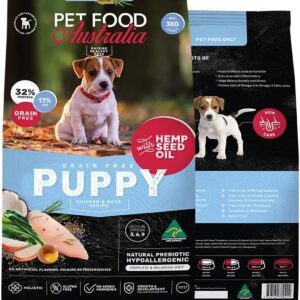 Pet Food Australia Chicken & Duck with Hemp Seed Oil Grain Free Dry Puppy Dog Food 3kg [x2]
