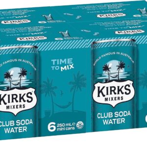 Kirks Club Soda Water 24 x 250mL Cans [x2]